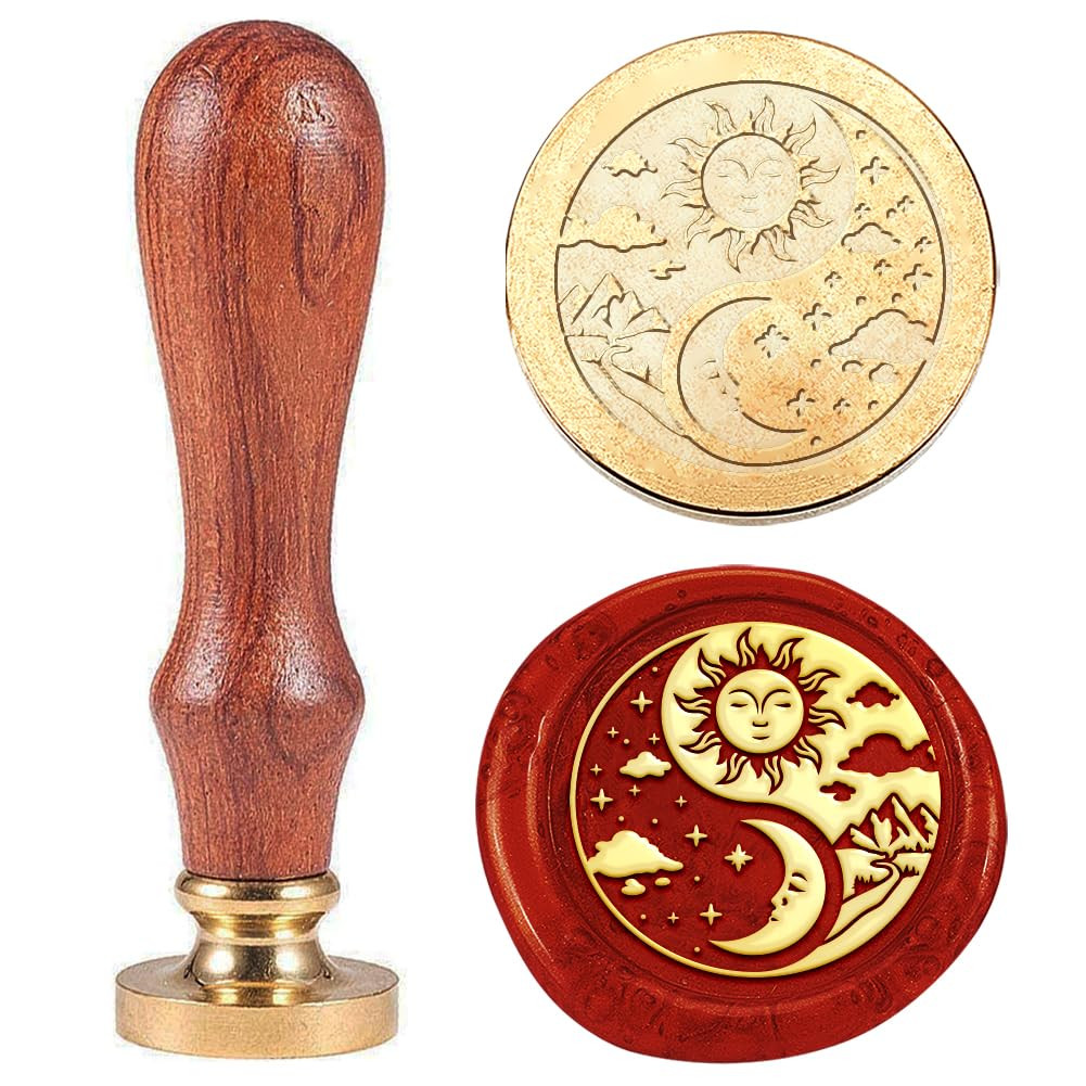 1Pc Sun and Moon Wax Seal Stamp Vintage Clouds Star Sealing Wax Stamps Gift for