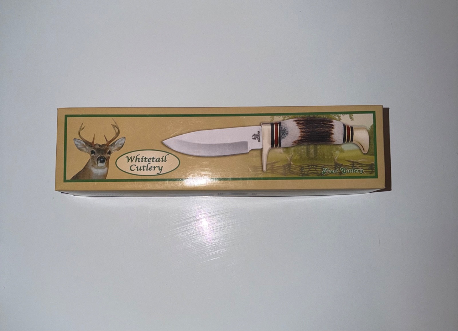 Whitetail Cutlery WT-163 Hunting Knife Fixed Blade Bowie Stag Handle NIB