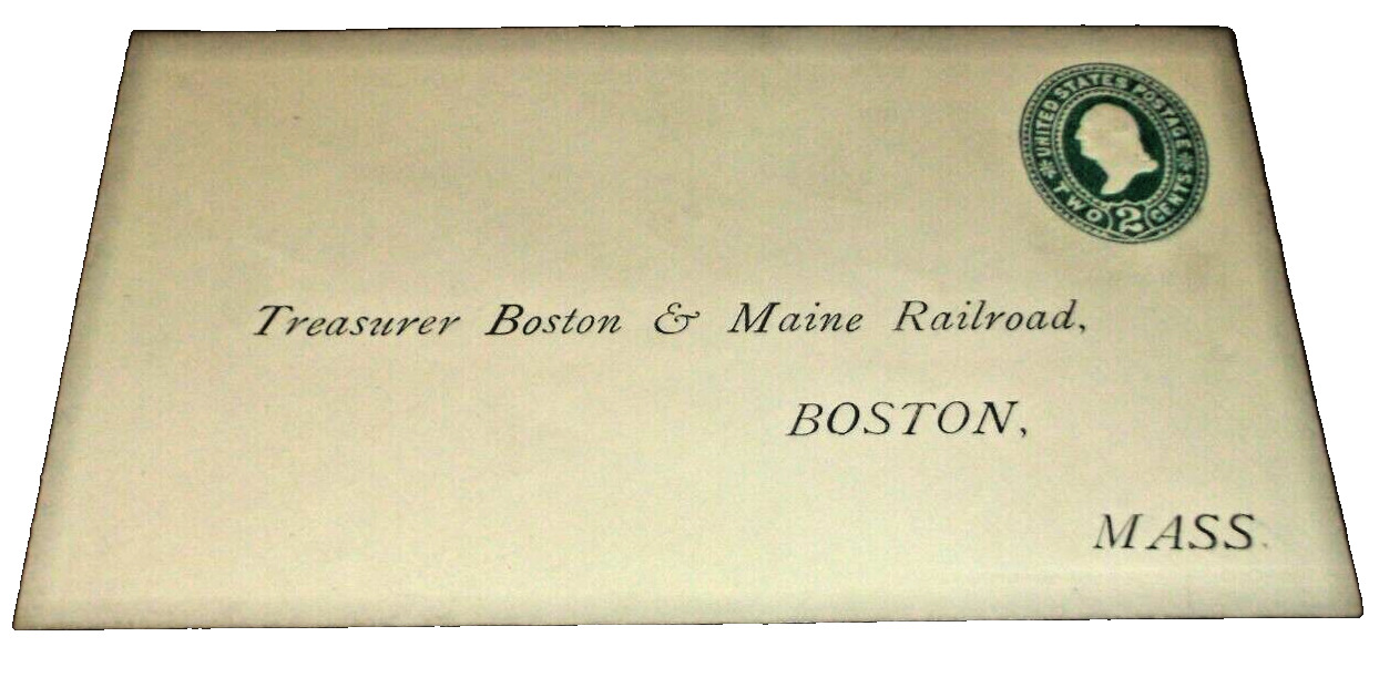 1890's B&M BOSTON & MAINE RAILROAD COMPANY PREPAID ENVELOPE TO TREASURER 