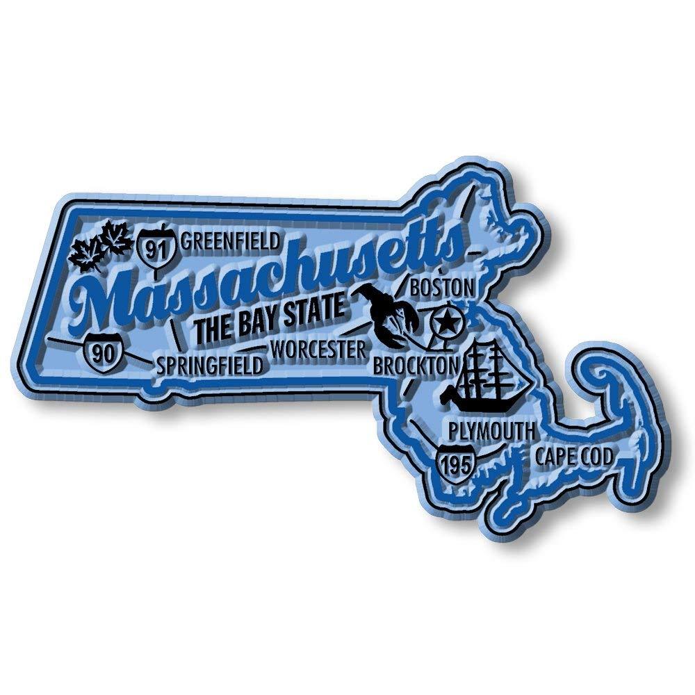Massachusetts the Bay State Premium Map Fridge Magnet
