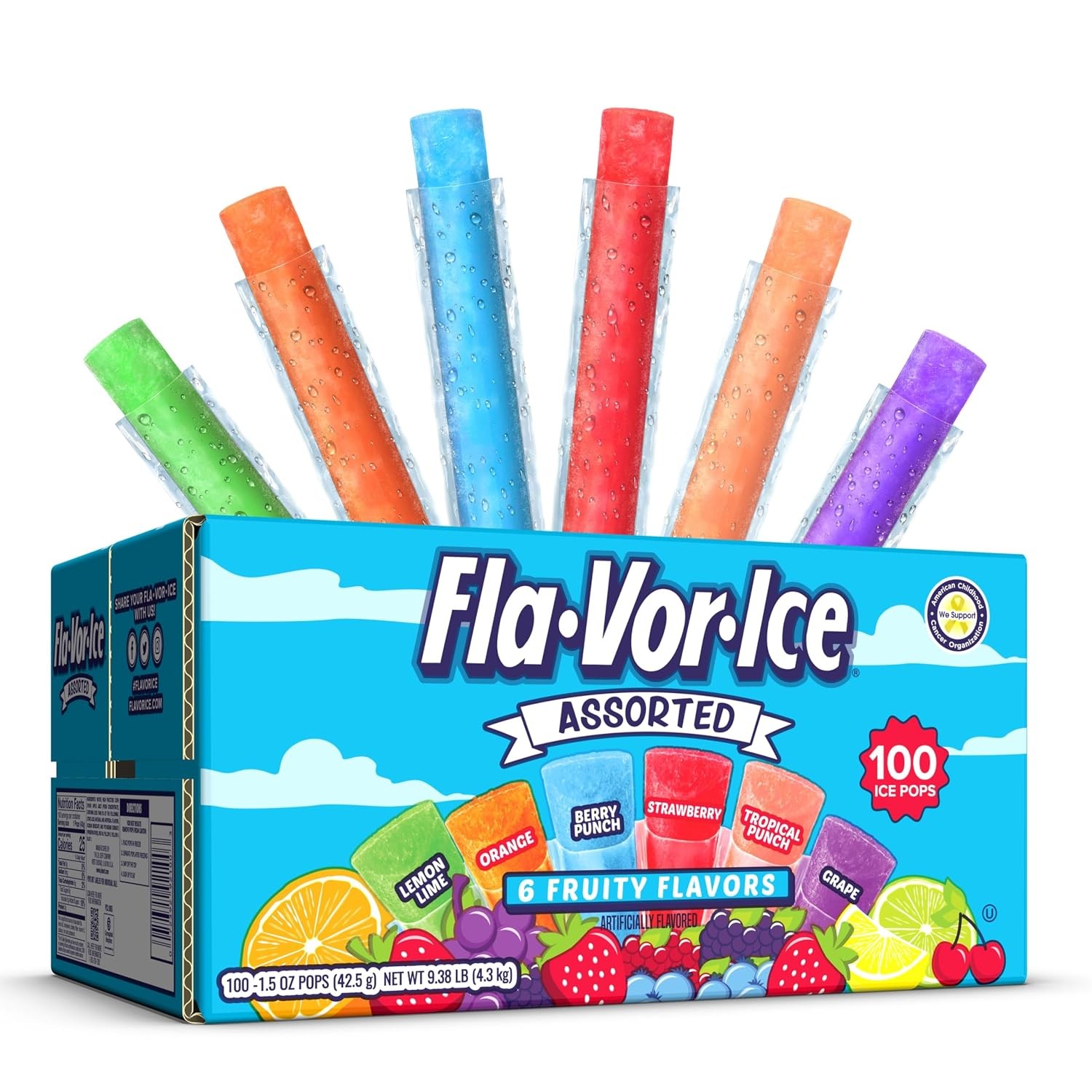 Popsicle Variety Pack, Ice Pops, Assorted Flavors, 100 Count