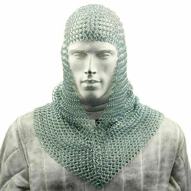Aluminum Chainmail Hood V Shape Butted Mail Coif Spirit of Historical Militaria