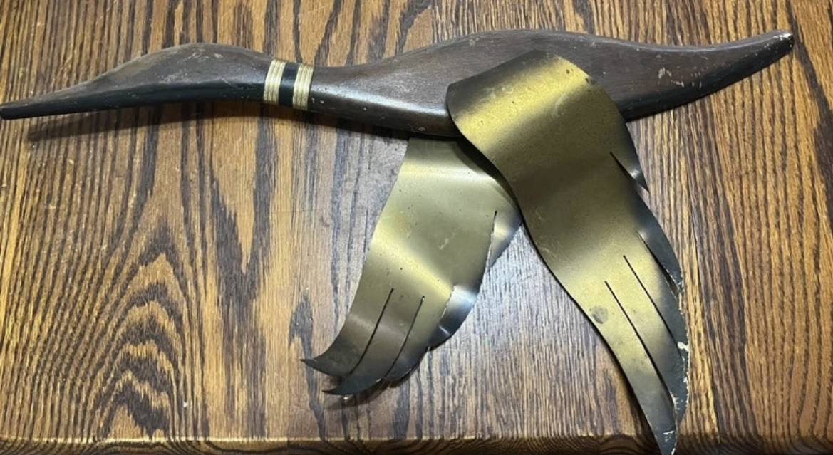 VTG 1 MASKETEER MID CENTURY MODERN FLYING DUCK GEESE TEAK WOOD BRASS WALL ART
