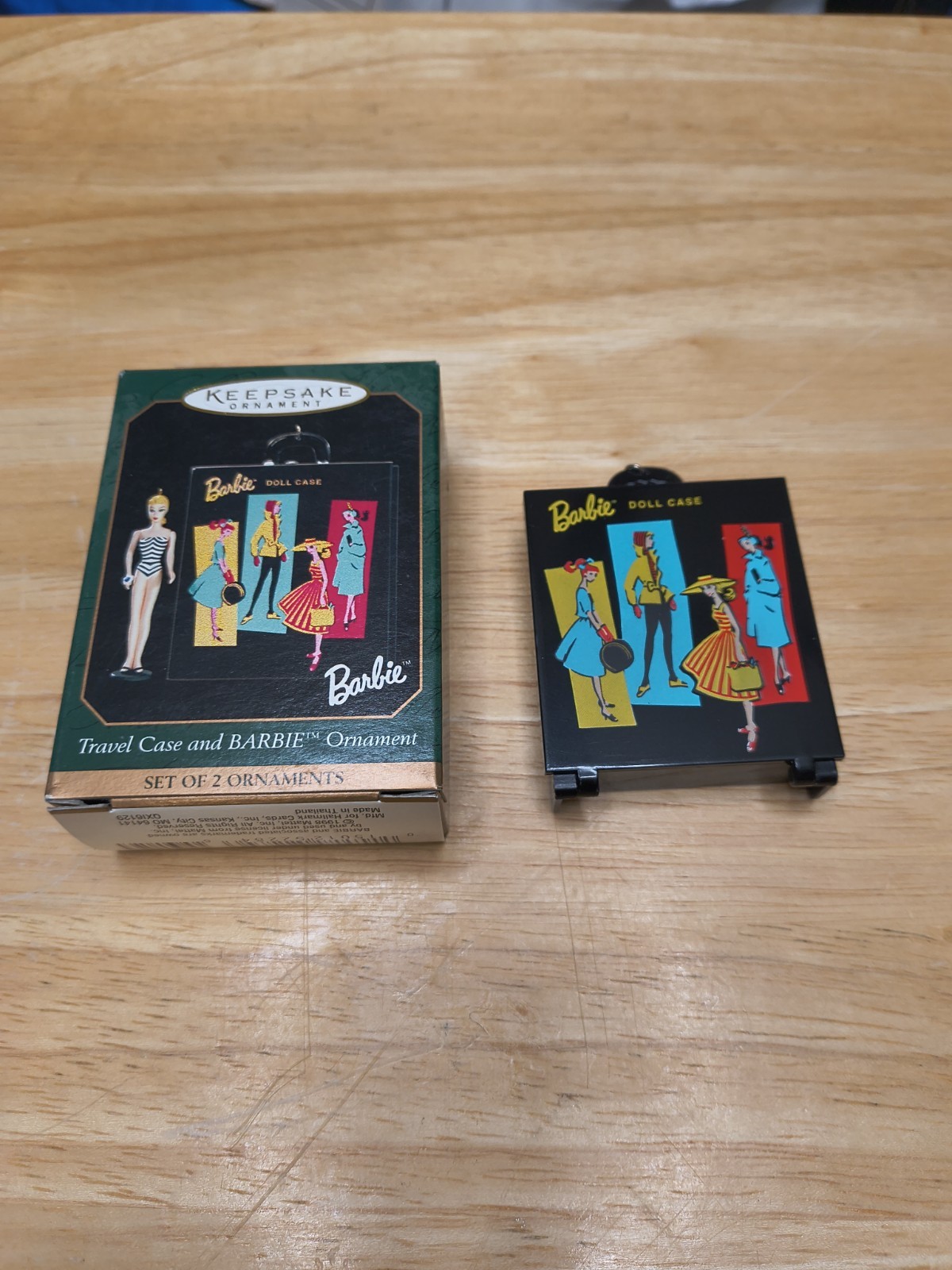 1999 Barbie Travel Case & Barbie, Miniature Hallmark Ornament