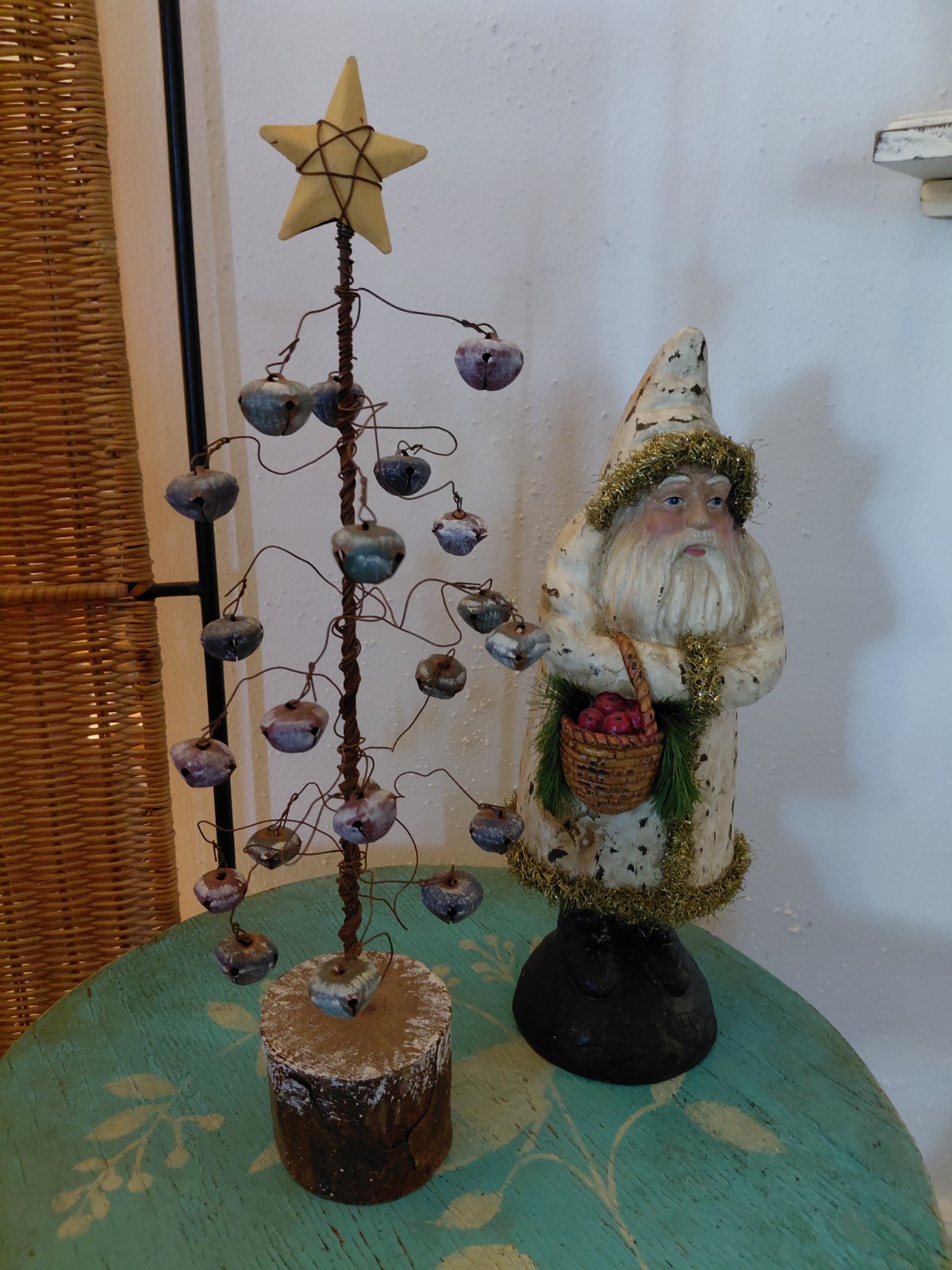 Vtg 40s Hardware Store Jingle Bell & Wire Christmas Tree/Metal Star/Shapeable