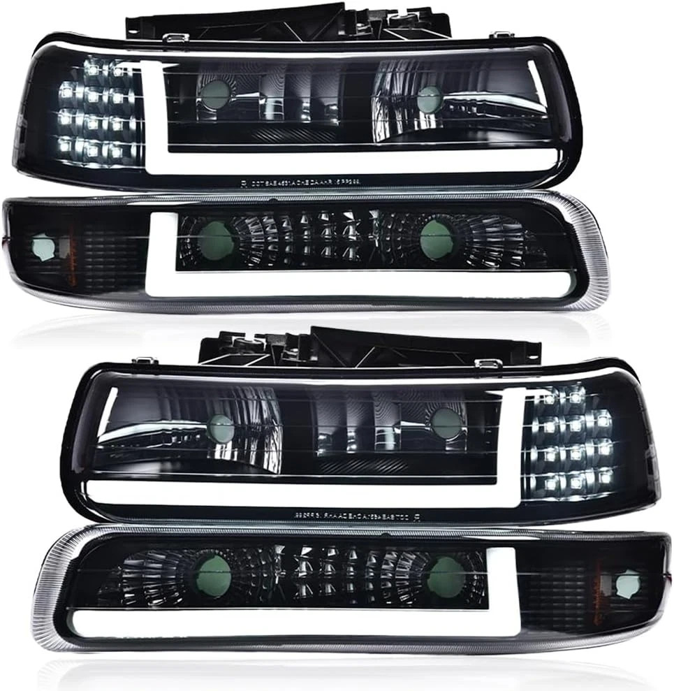 LED DRL Headlights Assembly Fit Chevy Silverado 1999-2002