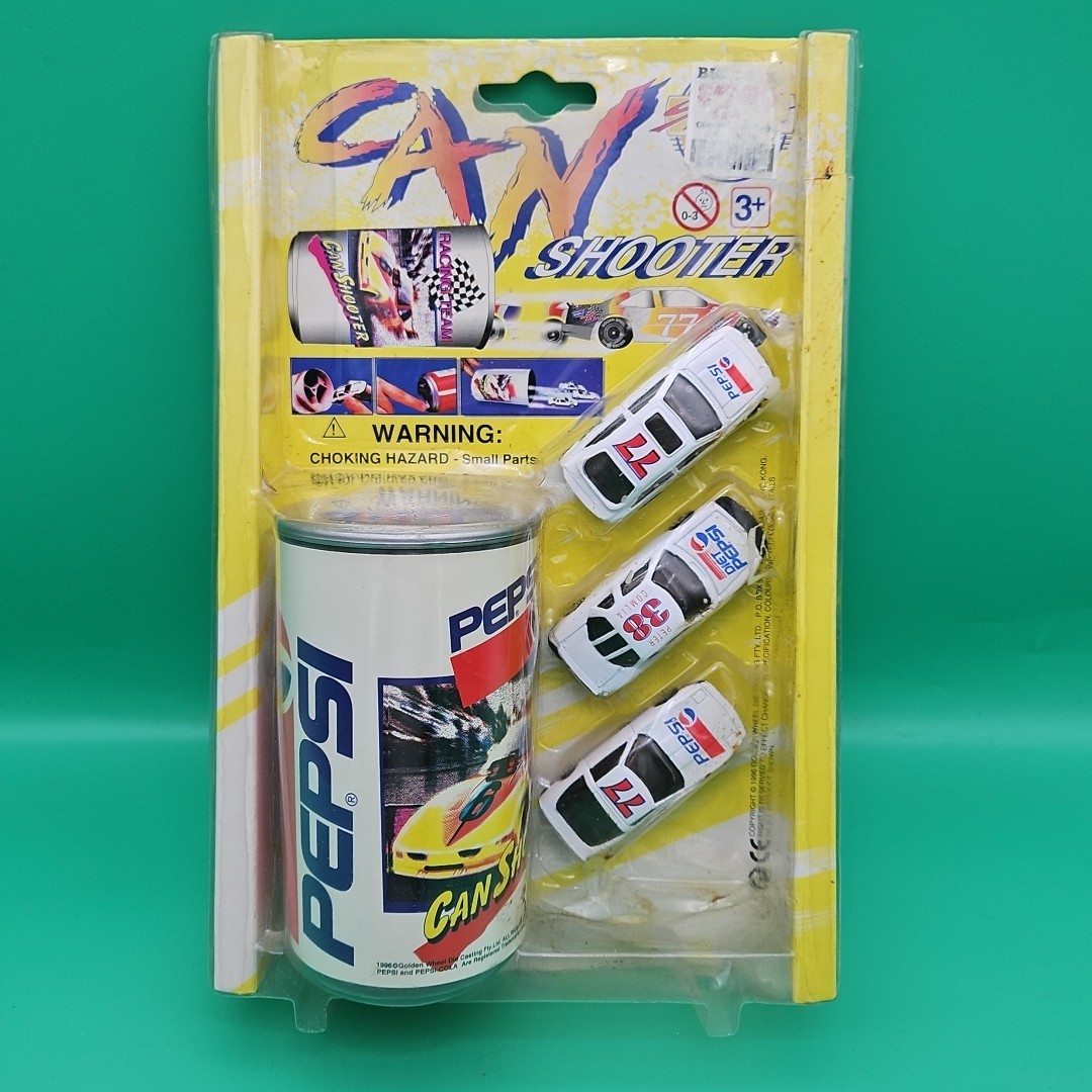 Special Edition Pepsi Can Shooter Die Cast Cars Metal Golden Wheel NOS 