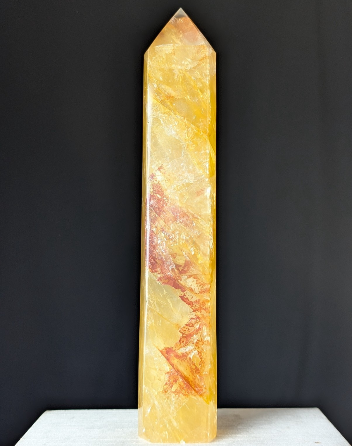 Golden Healer Tower Crystal Point Large Big Gemstone Chakra Reiki