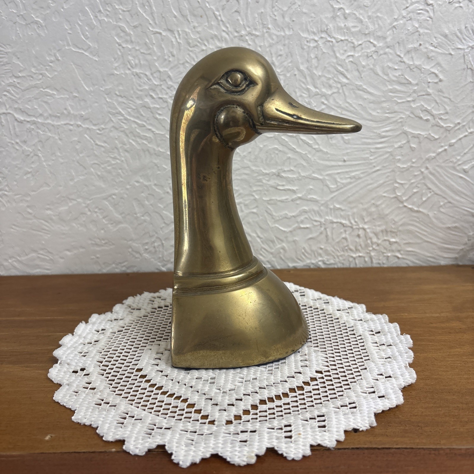 Brass Duck Head Book End Leonard Silver Mfg. Co. Waterfowl Door Stop Shiny