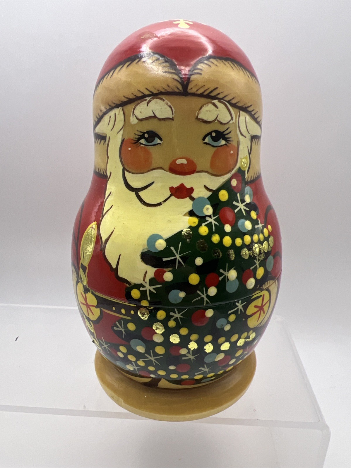 5 pc Set Russian Santa Matryoshka Nesting Dolls Handmade Tree 6\