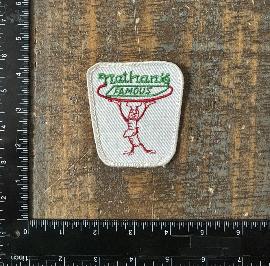Vintage Nathan’s Famous Hot Dogs Coney Island Brooklyn NY Sew-On Patch NOS 1970s