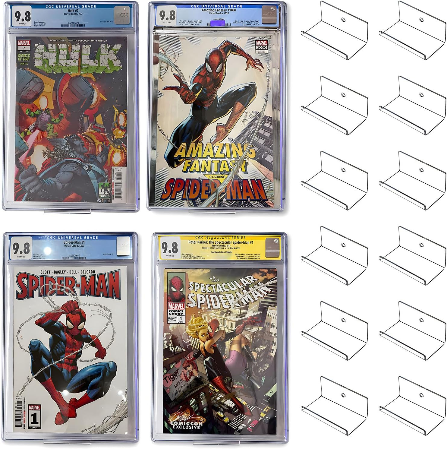 12Pcs Comic Book Display Manga Shelves Stand Wall Mount Comic Frame Holder