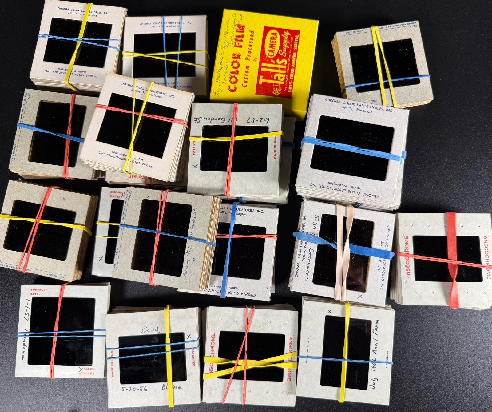 Medium Format Film Slide Lot of 190 mounted slides-1953 to 1956