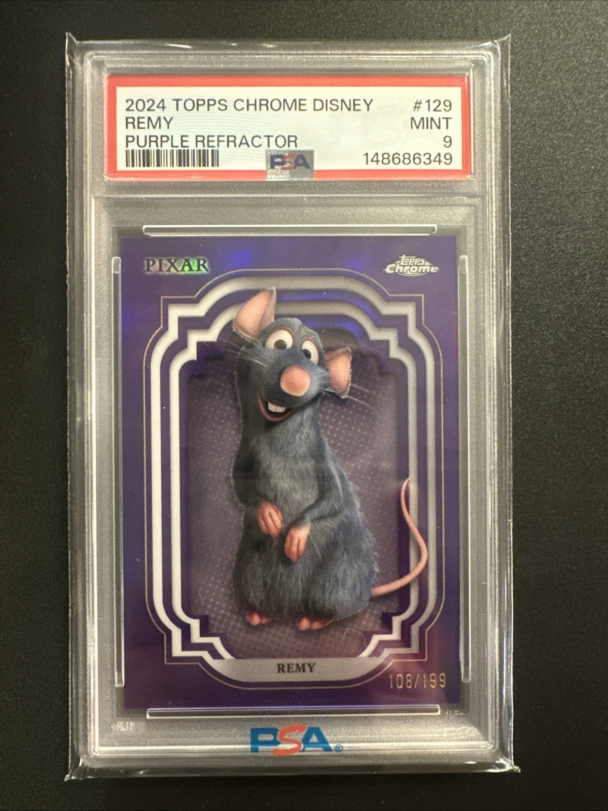 2024 Topps Chrome Disney Remy #129 Purple Refractor /199 PSA 9