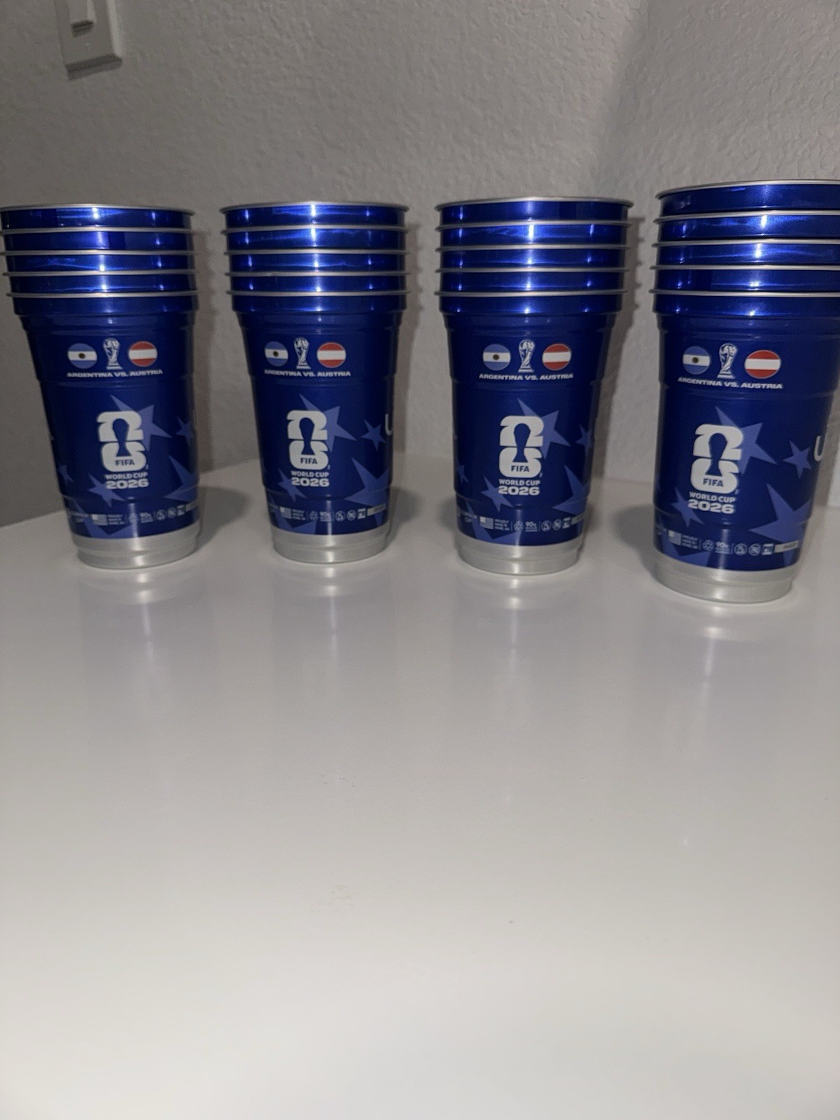 Argentina vs Austria World Cup aluminum cups (MESSI RECORD BREAKER) (20 cups)