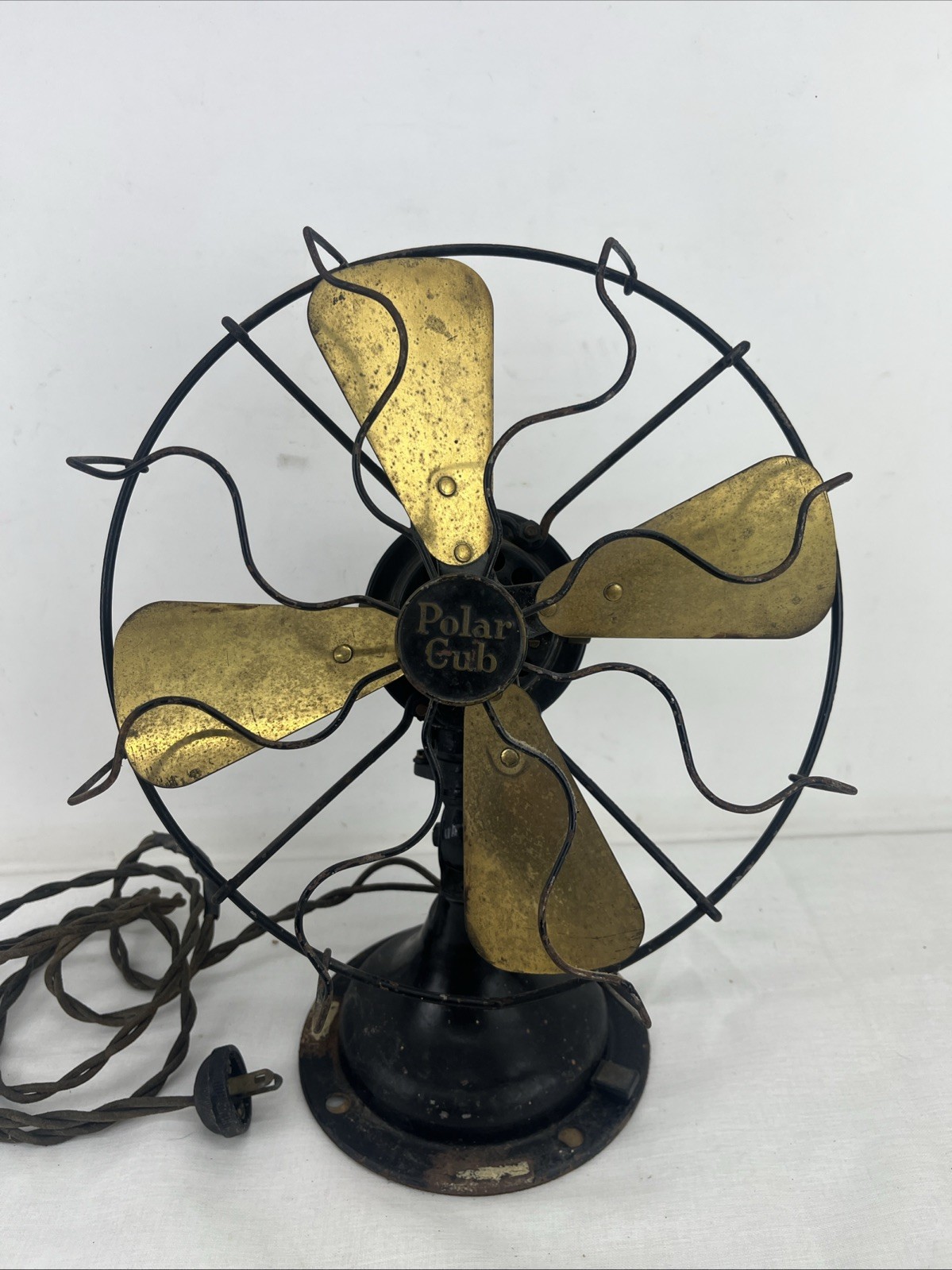 Antique 1925 Polar Cub 10”  Type H Electric Oscillating Fan, Fan Works Original