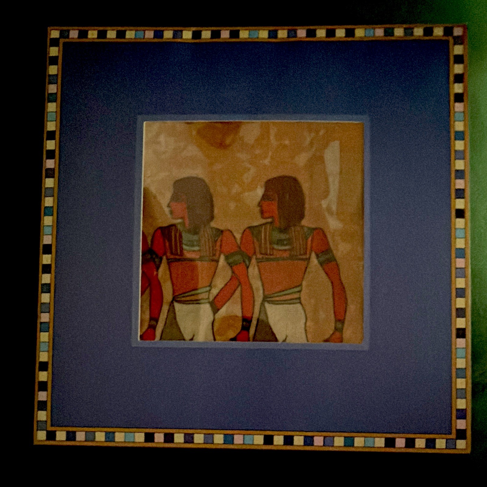 King Tut Immersive Egyptian Hieroglyphs Souvenir Scarf Blue/Orange  Gift Box
