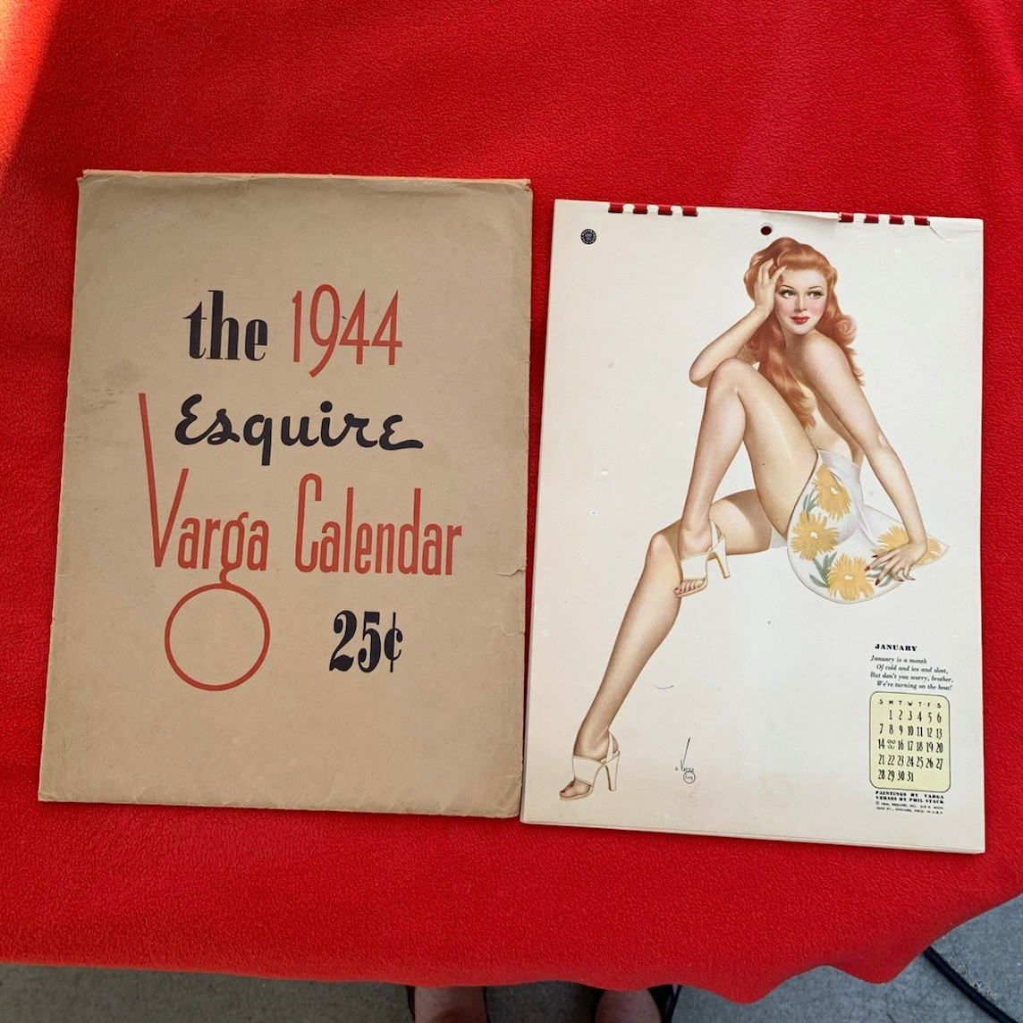 Vintage original 1944 military themed edition Esquire, pin up 12 month calendar 