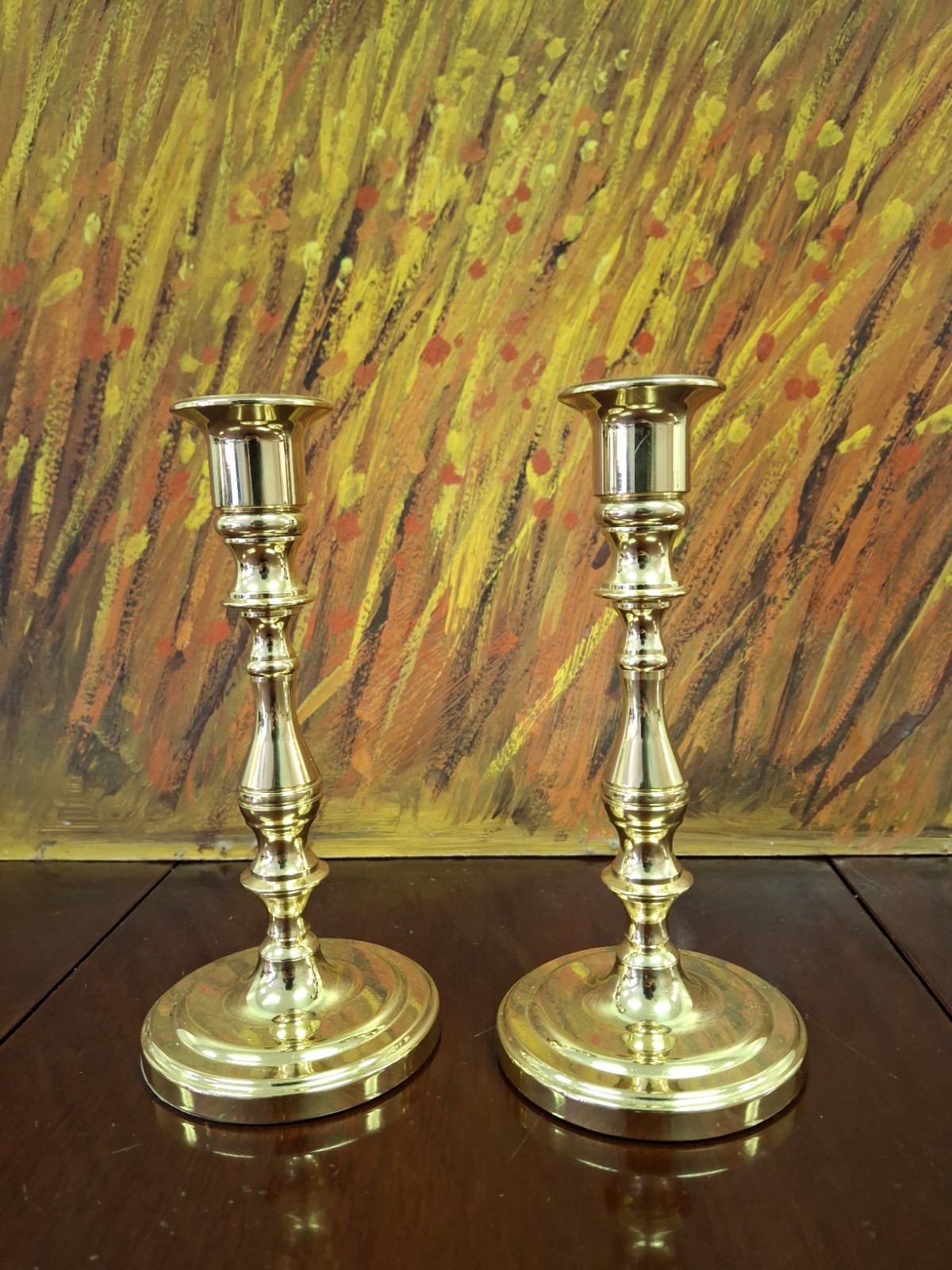 PAIR Vintage Baldwin USA Solid Brass Candlestick Holders 7