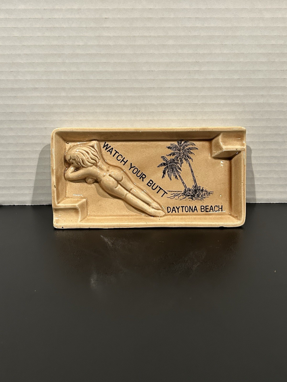 VTG Daytona Beach Lady Ashtray 1960/70s Ceramic Watch Your Butt Japan