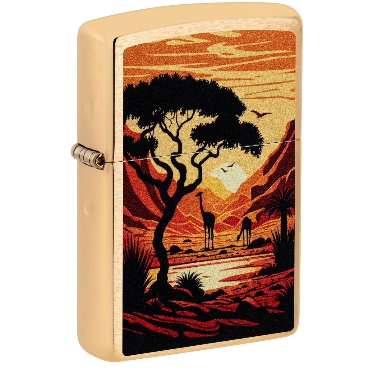 Zippo Lighter: Giraffes in the Wild - Brushed Brass 46658