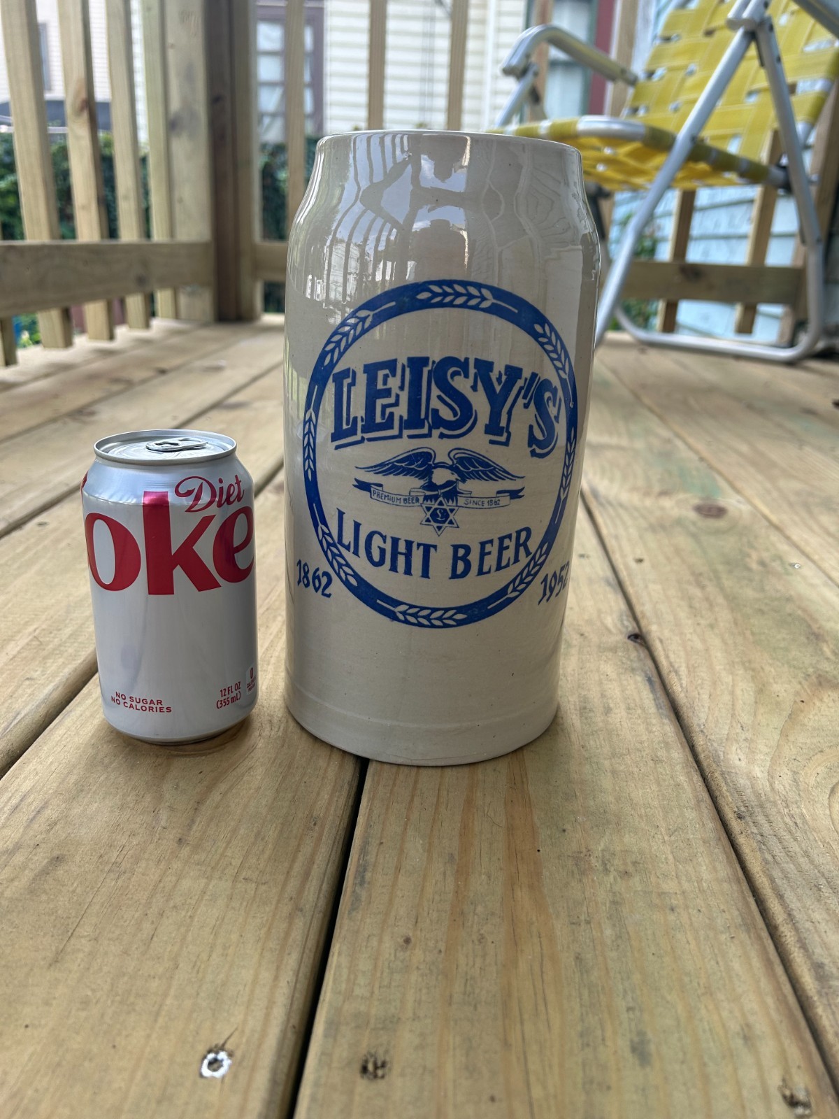 Vtg Leisy\'s Beer Stein Leisy Brewing Cleveland Ohio HTF Size 2L Can Sign Bottle