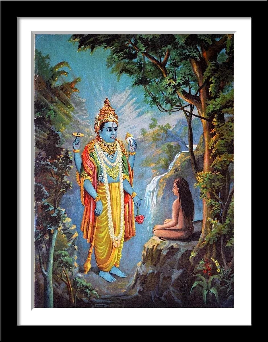 Dhruv Narayan Ravi Varma Press Oleograph Print Framed Multicolor 12 X 17 Inch