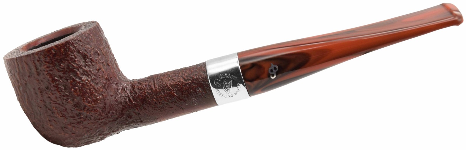 Peterson Irish Harp Sandblast 9mm FILTER Silver Mount Med Straight Pot Pipe 606