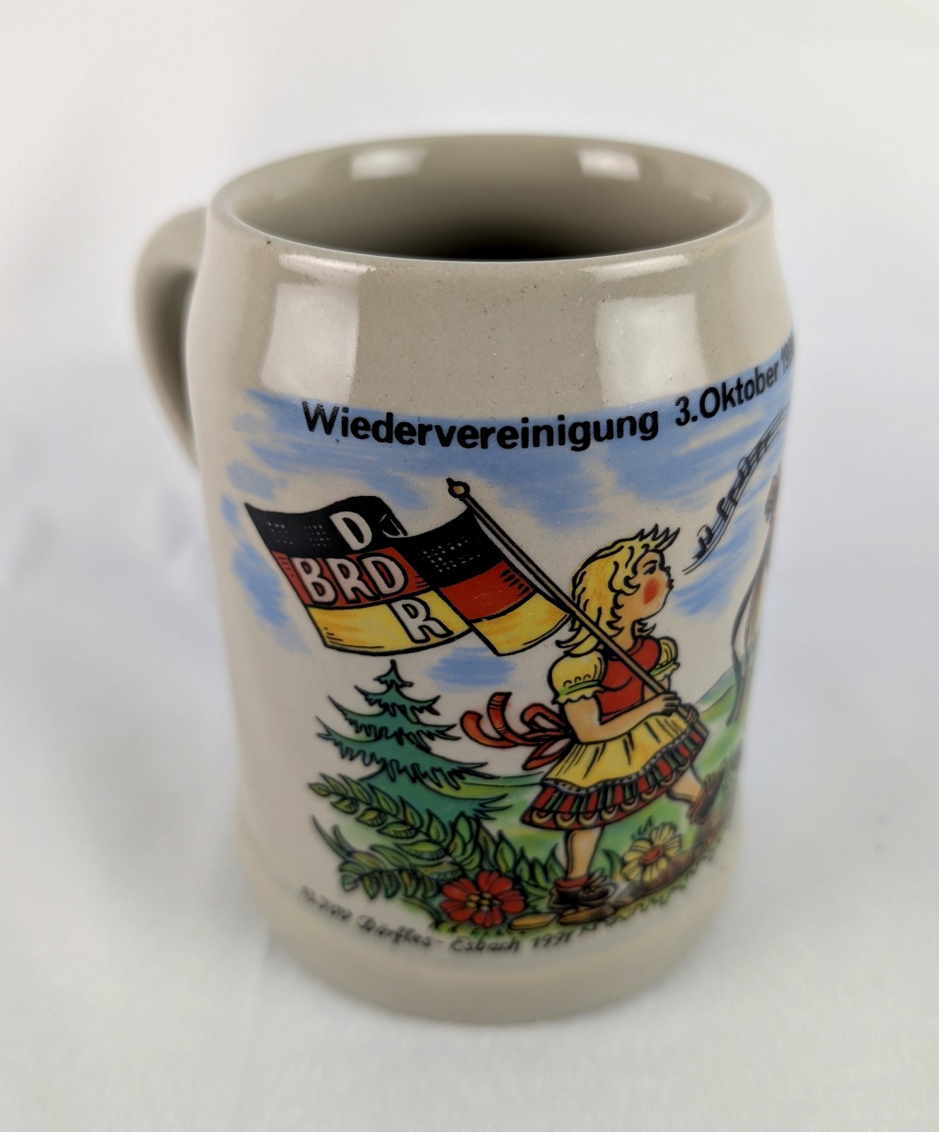 1990 German Reunification Beer Stein Mug 0.5L Schedel Bavaria BRD DDR Pottery