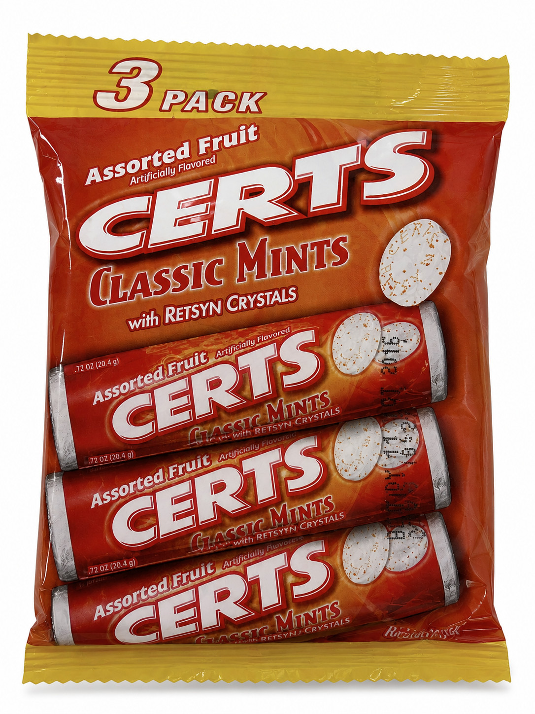Certs Assorted Fruit Mints 3 Rolls Classic Candy Discontinued Vintage