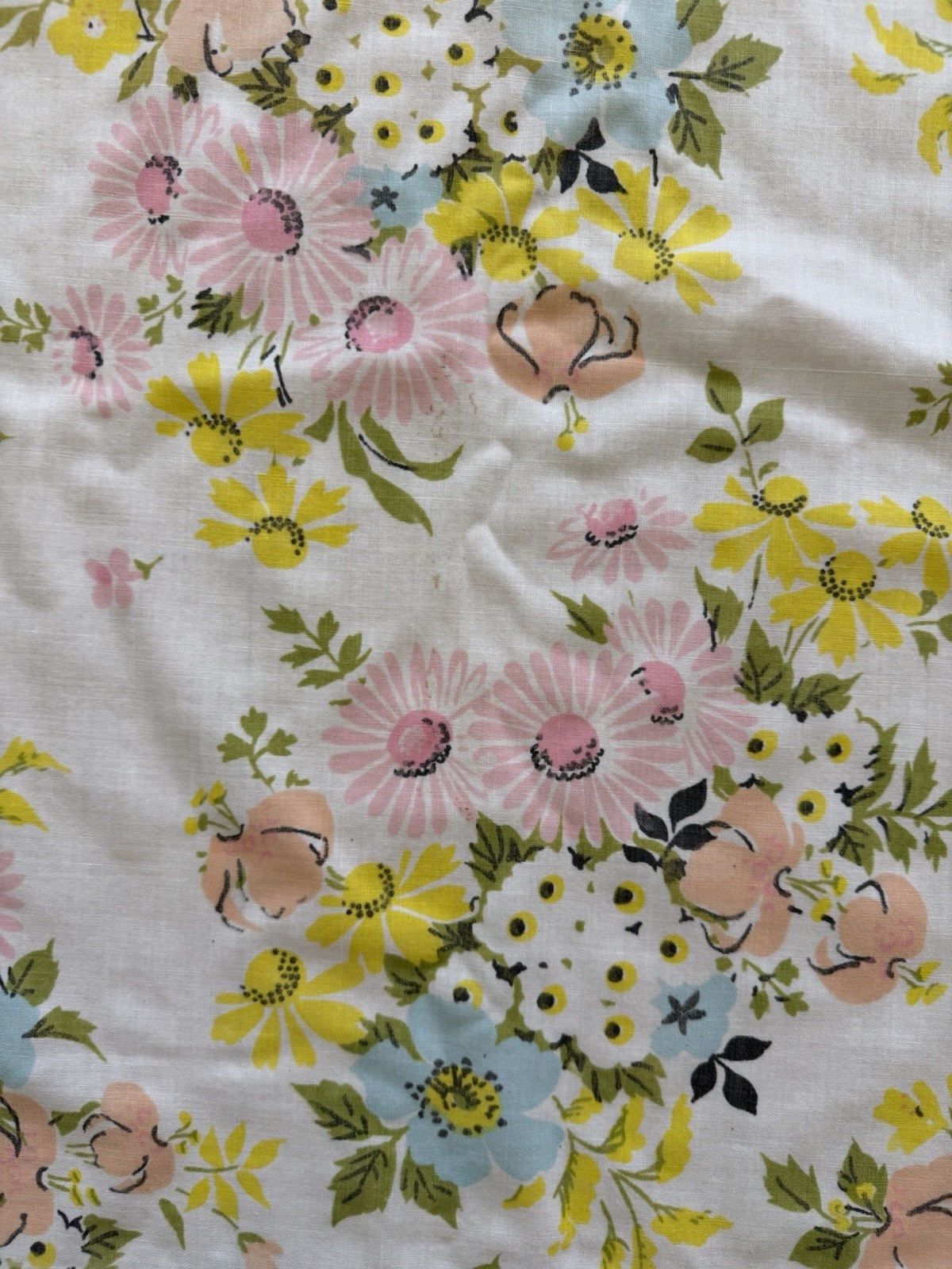 Vintage Pequot No Iron Muslin Flower Floral Cottagecore Twin Flat Sheet Crafter