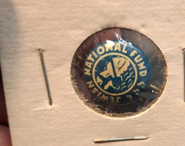 Vintage 1940s Jewish National Fund Pinback Button JNF Zionist Lapel Pin Badge