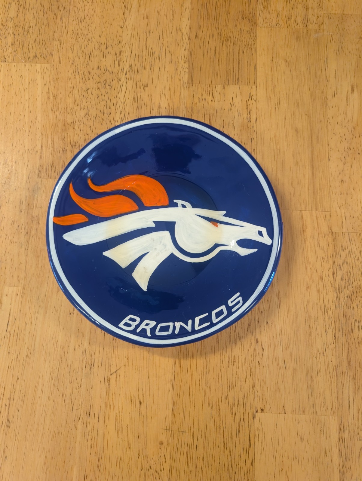 Denver Broncos NFL Ceramic Plate Wall hanging ManCave Bar Decor handmade Mexico