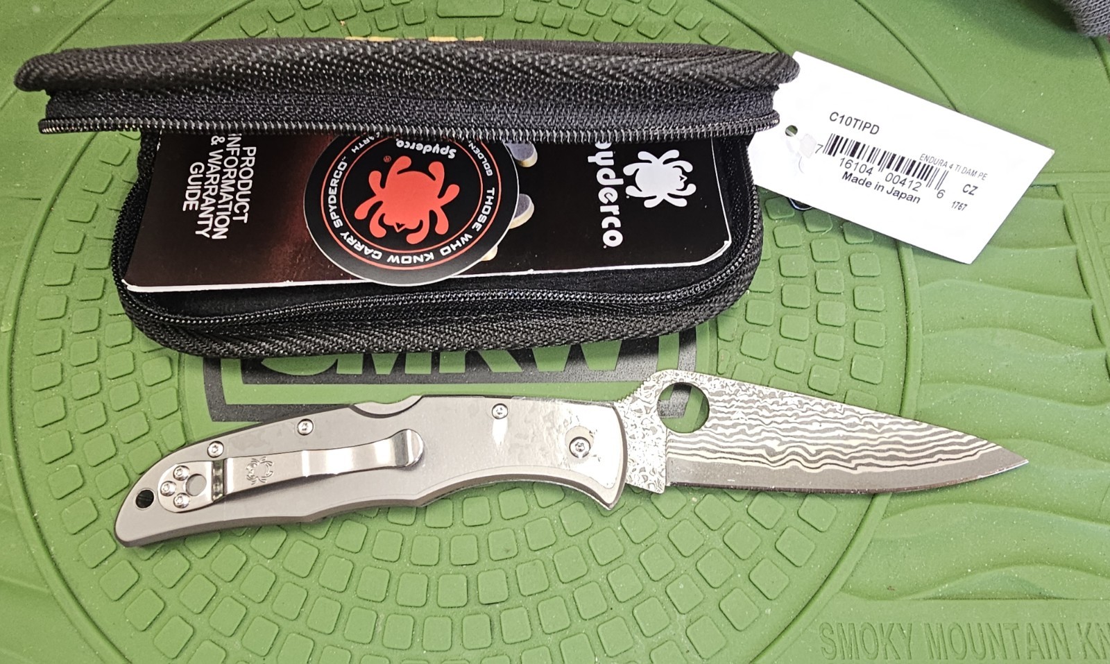 Spyderco Endura 4 Lockback Knife Titanium Damascus C10TIPD Genuine Damasteel
