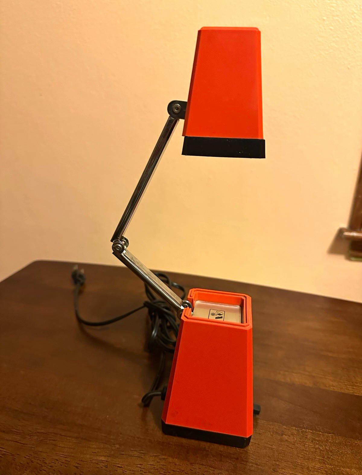 Vintage Windsor Pyramid Lamp Articulated Arm Orange Black 1960s-70s Tested/Works