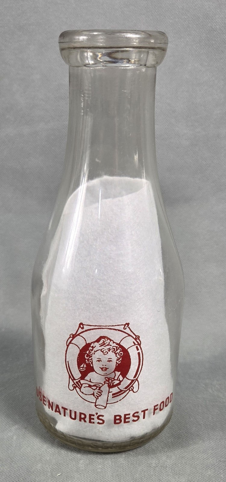 Vintage SUNNYSIDE DAIRY Glass NATURE\'S BEST Portage Wisconsin MILK BOTTLE