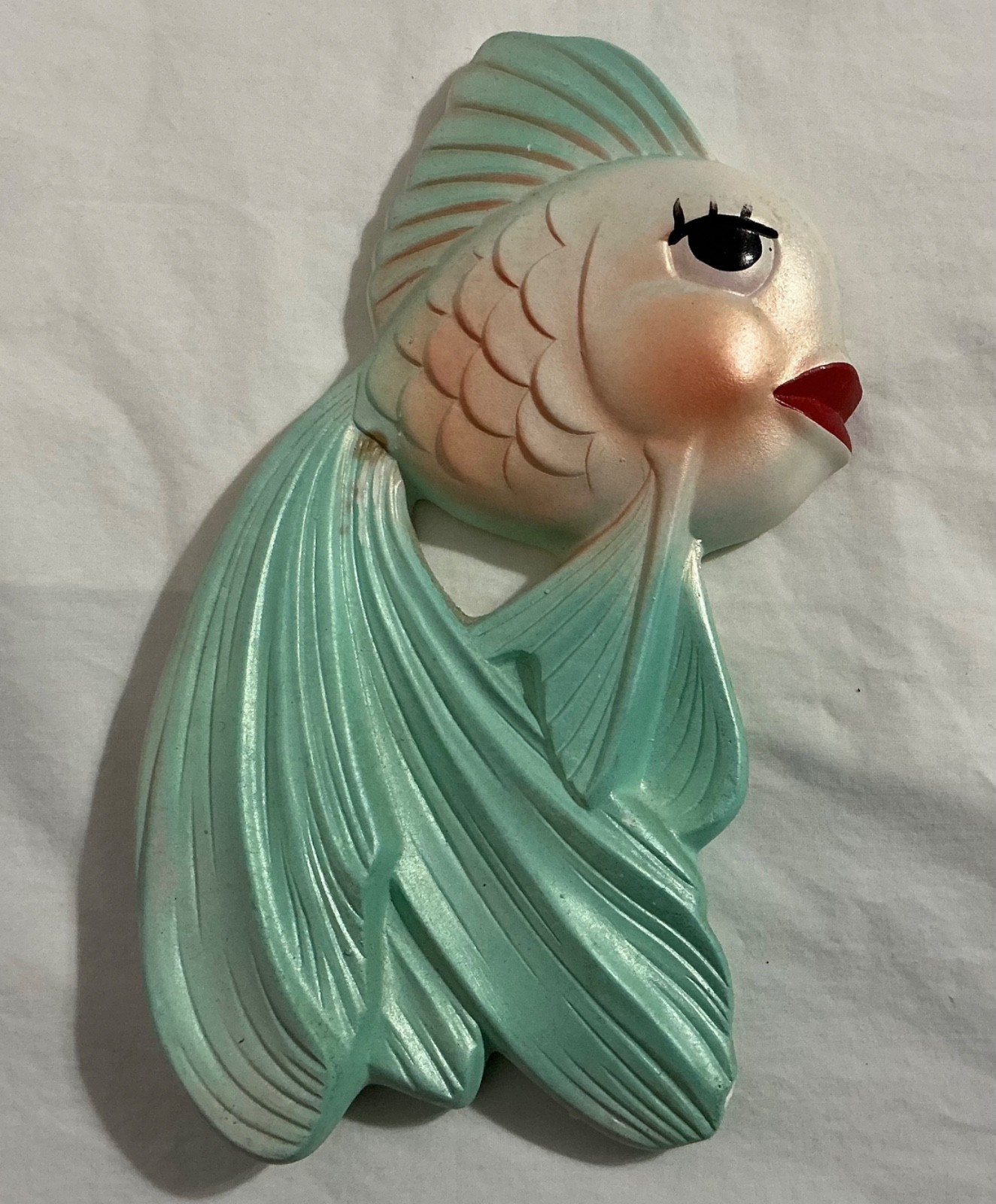 Vintage Anthropomorphic 1964 Miller Studio Chalkware Pastel Fish Wall Art Decor