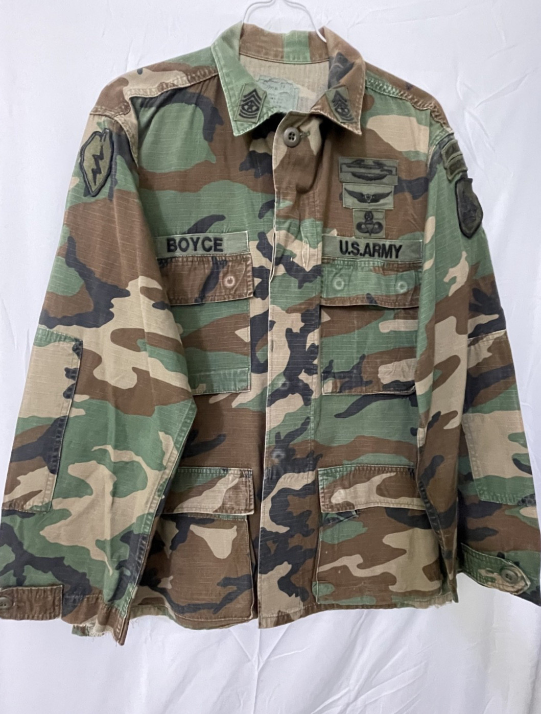 Vintage 1999 U.S. Army Special Forces Airborne Woodland BDU Jacket  Small R