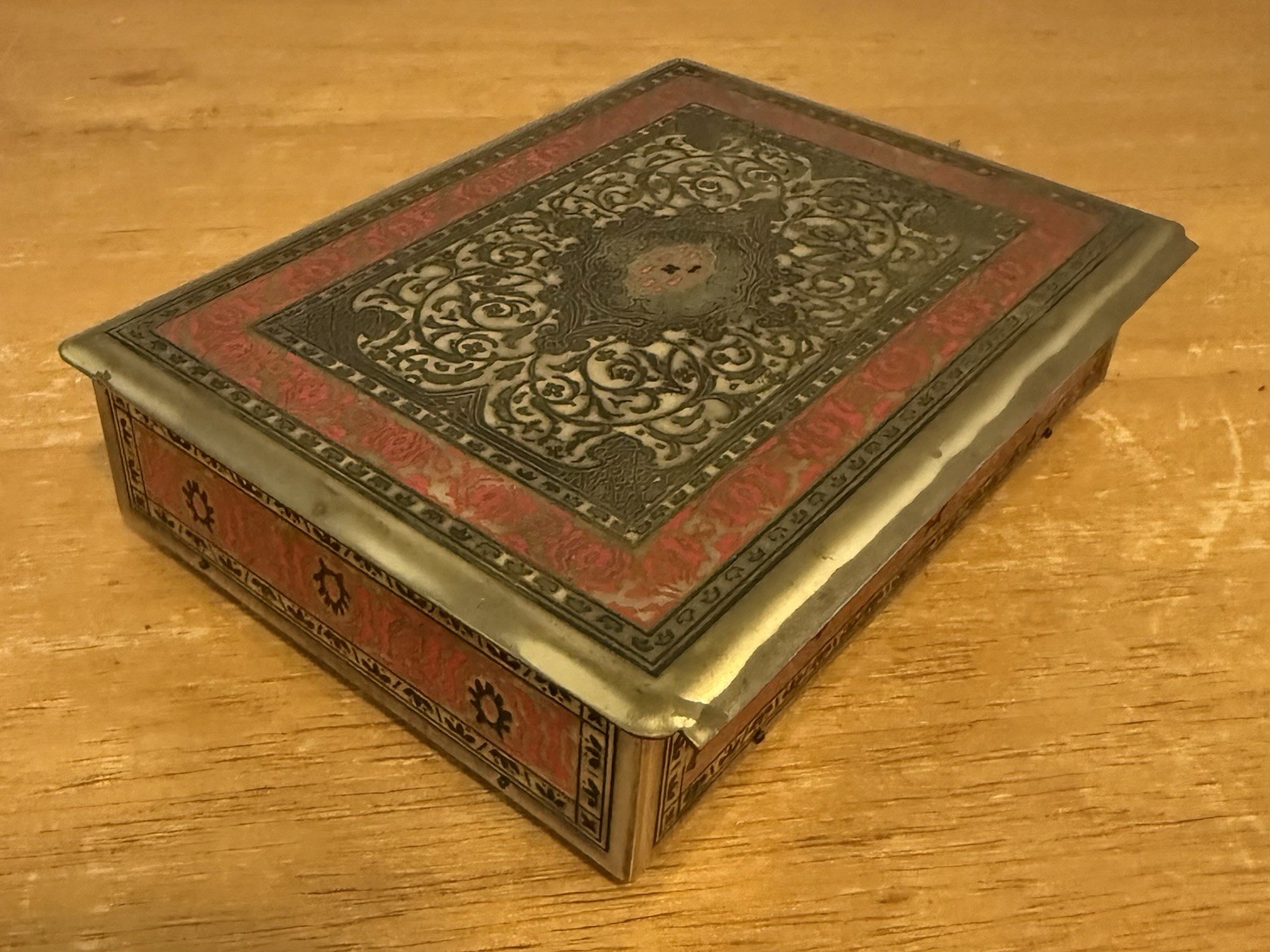 Antique Austrian Solid Brass Cigarette Box Heinrich Weiss HW Vienna Art Deco