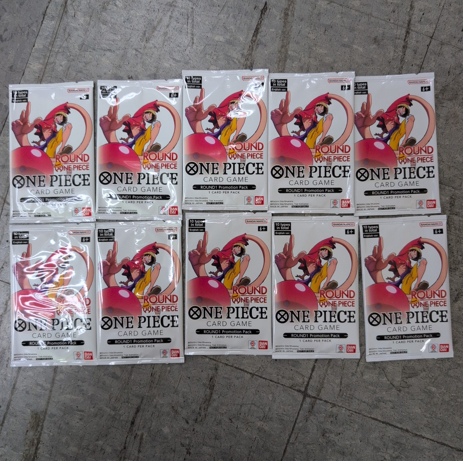 Round1 x One Piece Trading Card Game Promo Packs English Set Of 10 Packs IN HAND