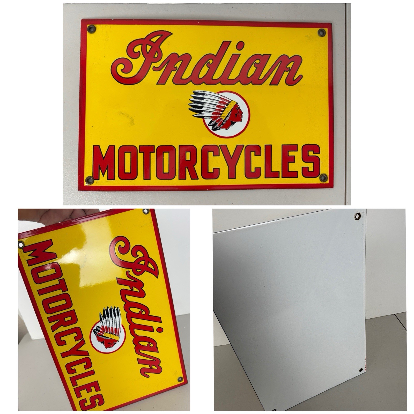 Vintage Indian Motorcycles Porcelain Sign Dealership, Motor Bike Sign