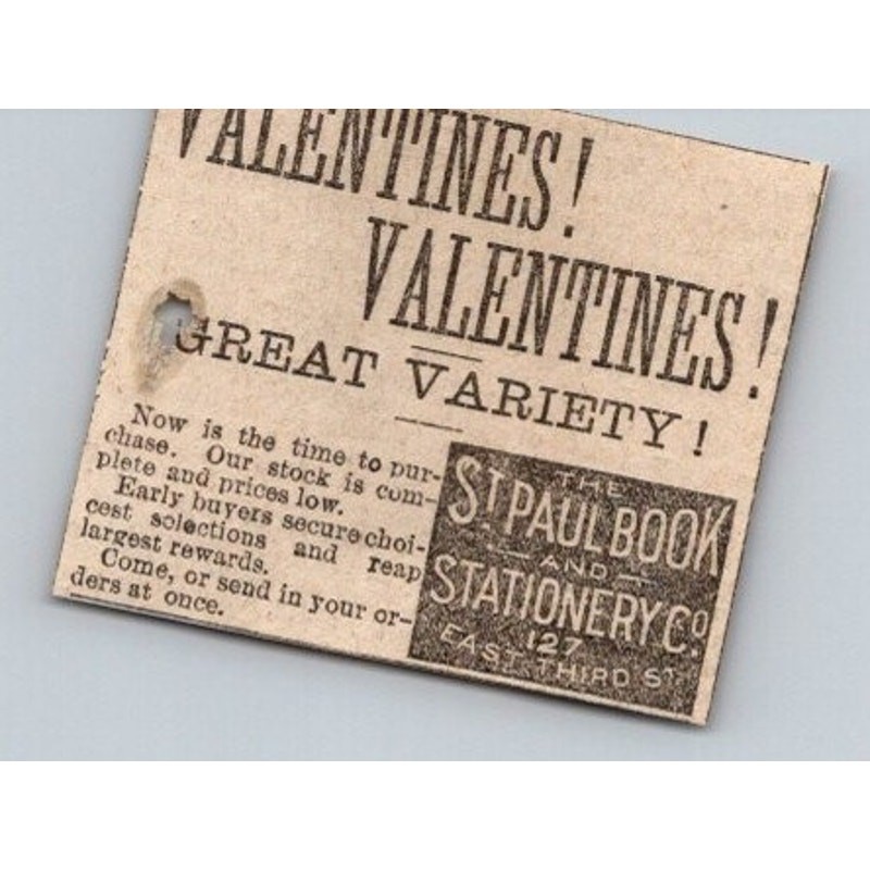 The St Paul Book & Stationery Co Valentines 1883 St. Paul MN Clipping SAI2-S26