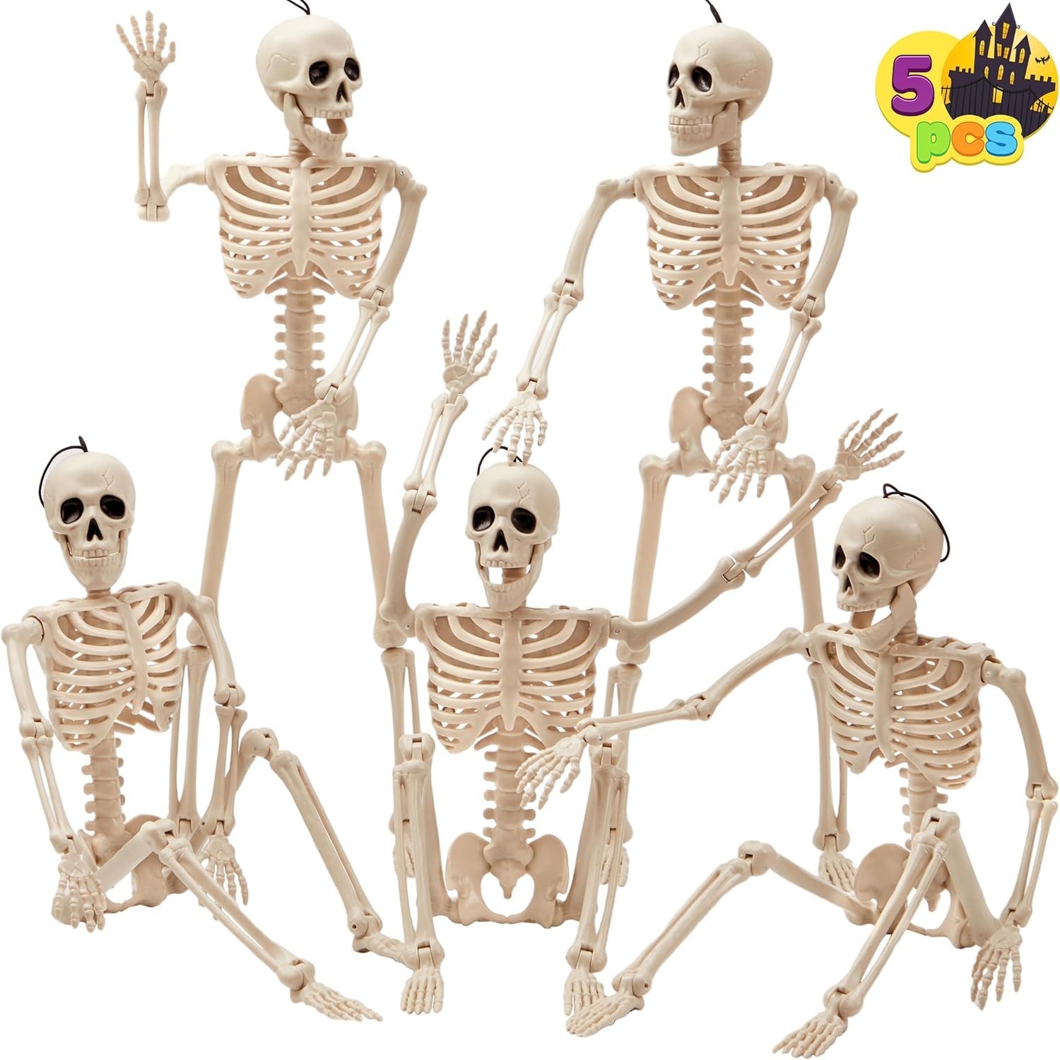 JOYIN 5 Pcs Posable Halloween Skeletons 16\