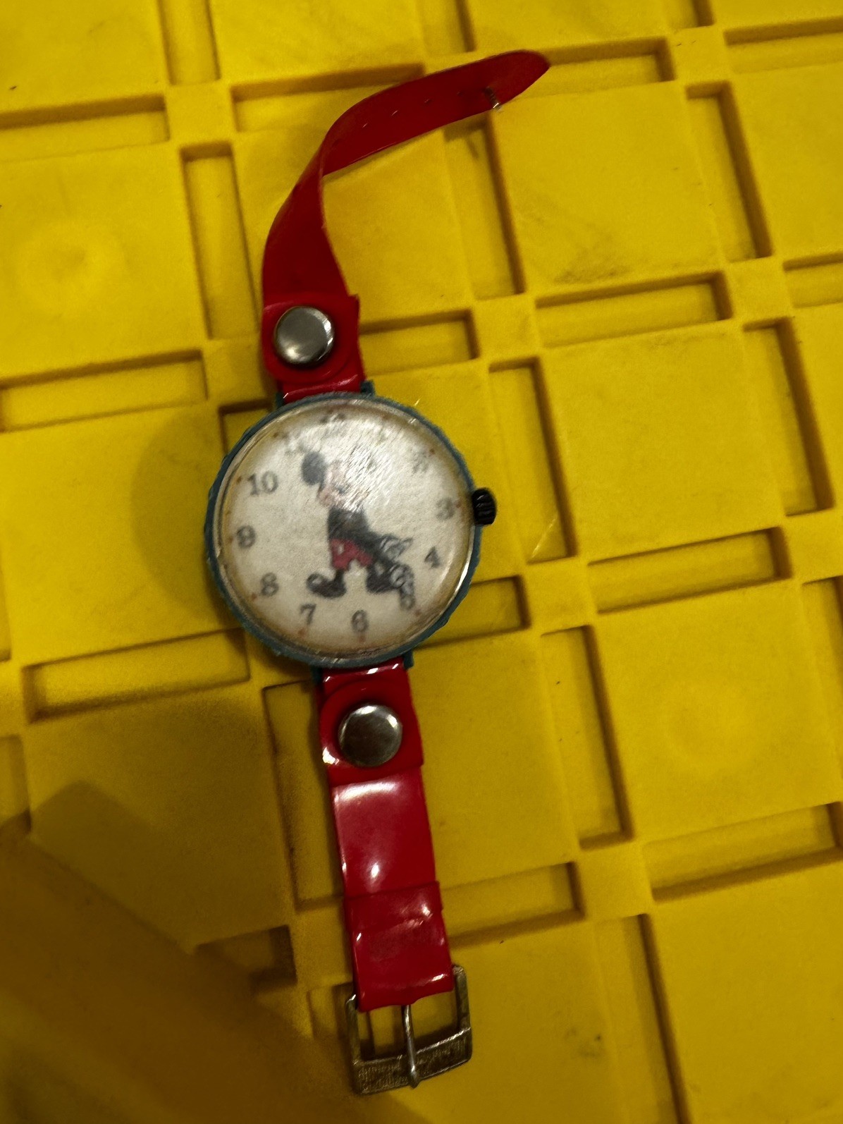 Vtg Disney Mickey Mouse Wind Up Louis Marx 1973 Kids Plastic Watch Works