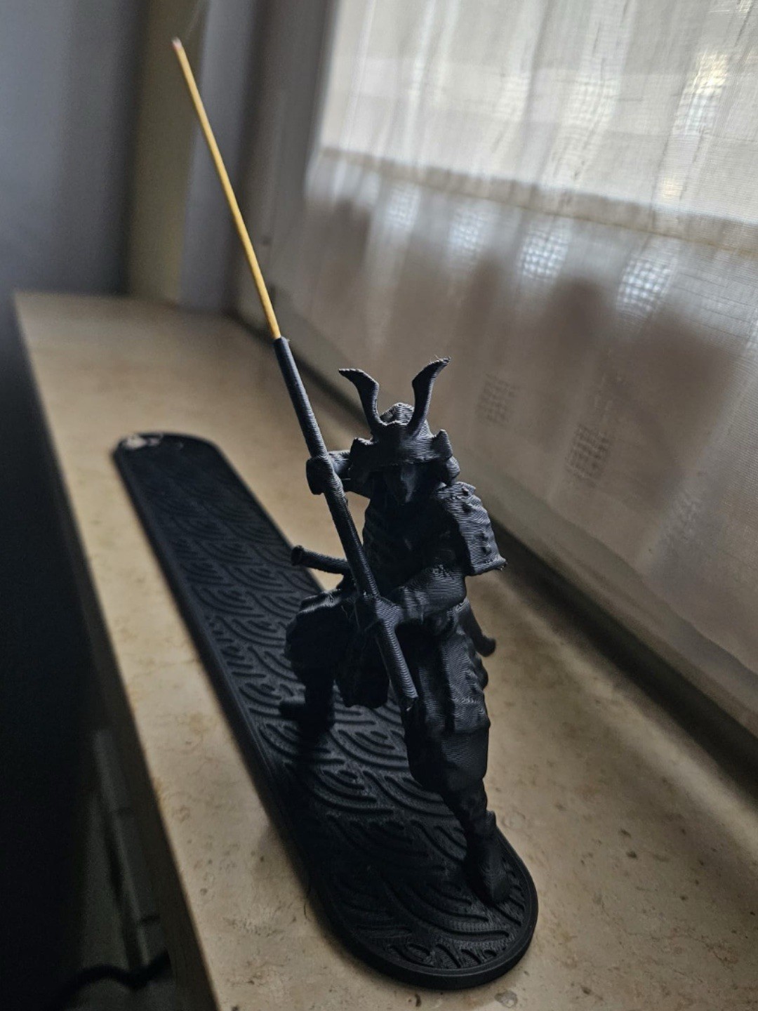 Samurai warrior posing - incense stick holder 