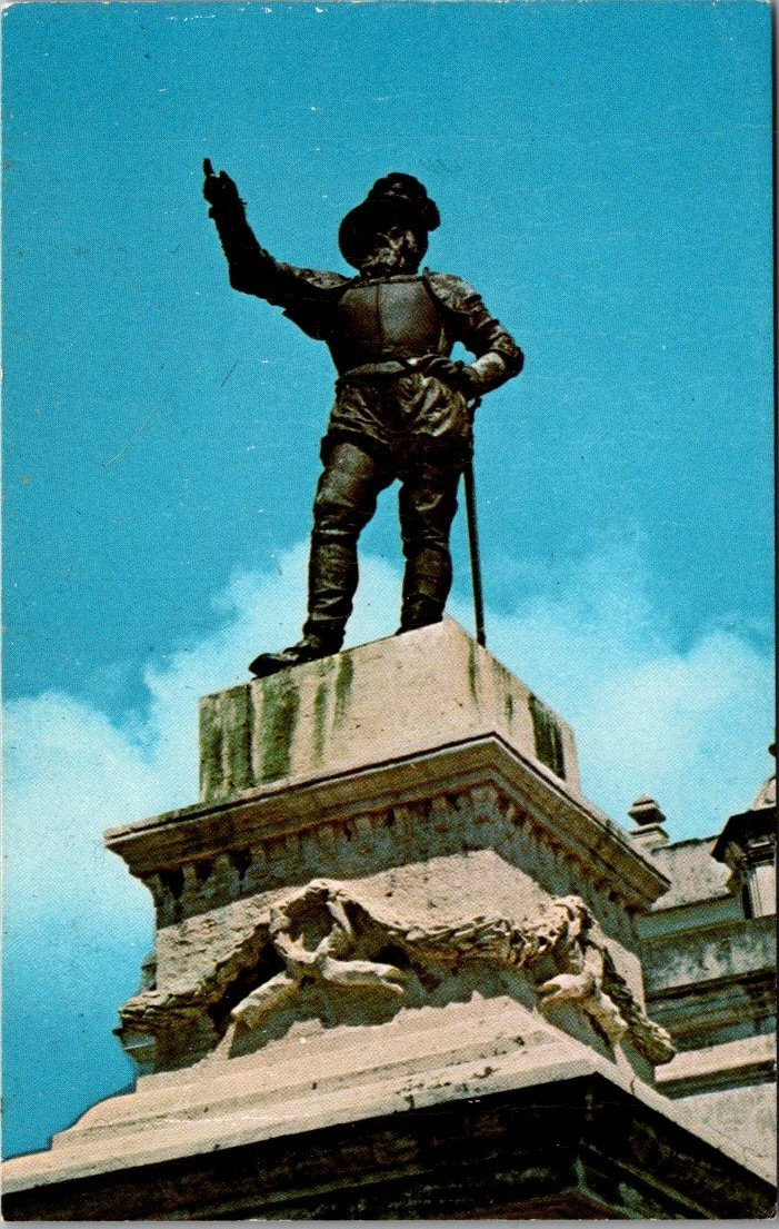 Old San Juan Puerto Rico Juan Ponce de Leon Statue San Jose Church Postcard