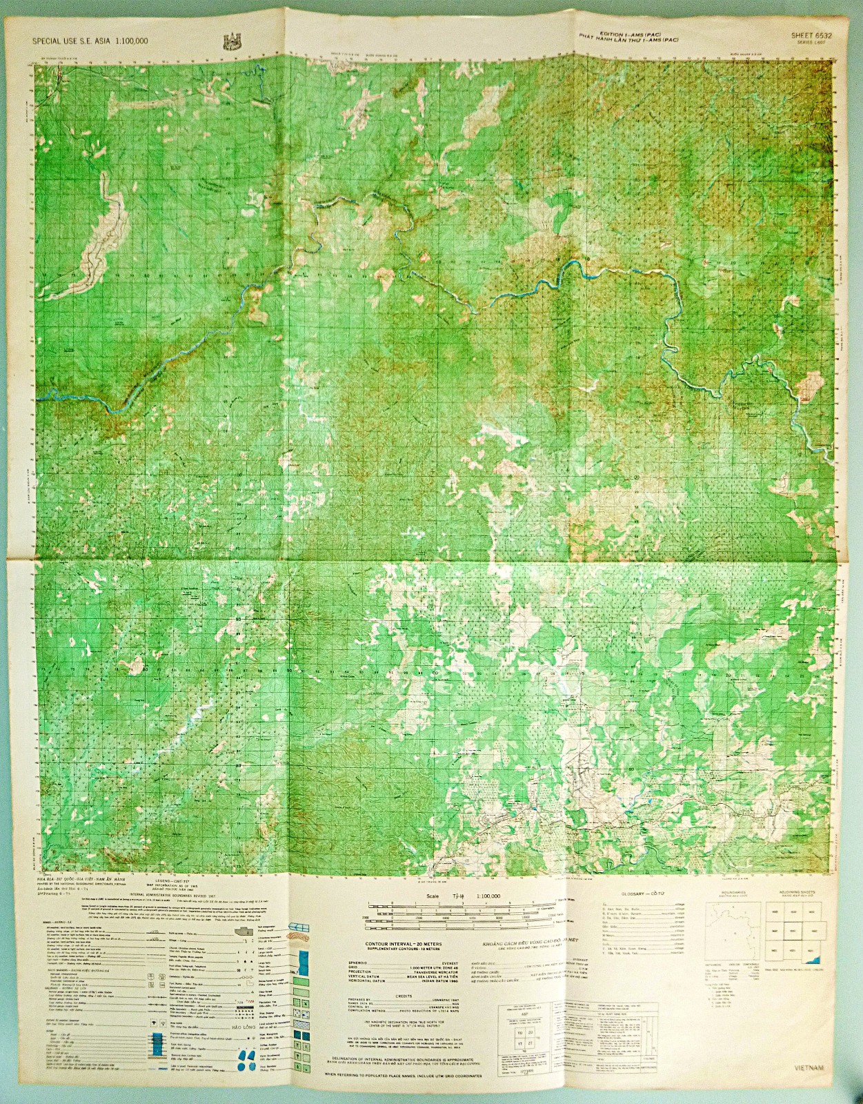 6532 - CIA /Special Ops Map - 1971 Central Highlands - Bao Loc - Vietnam War