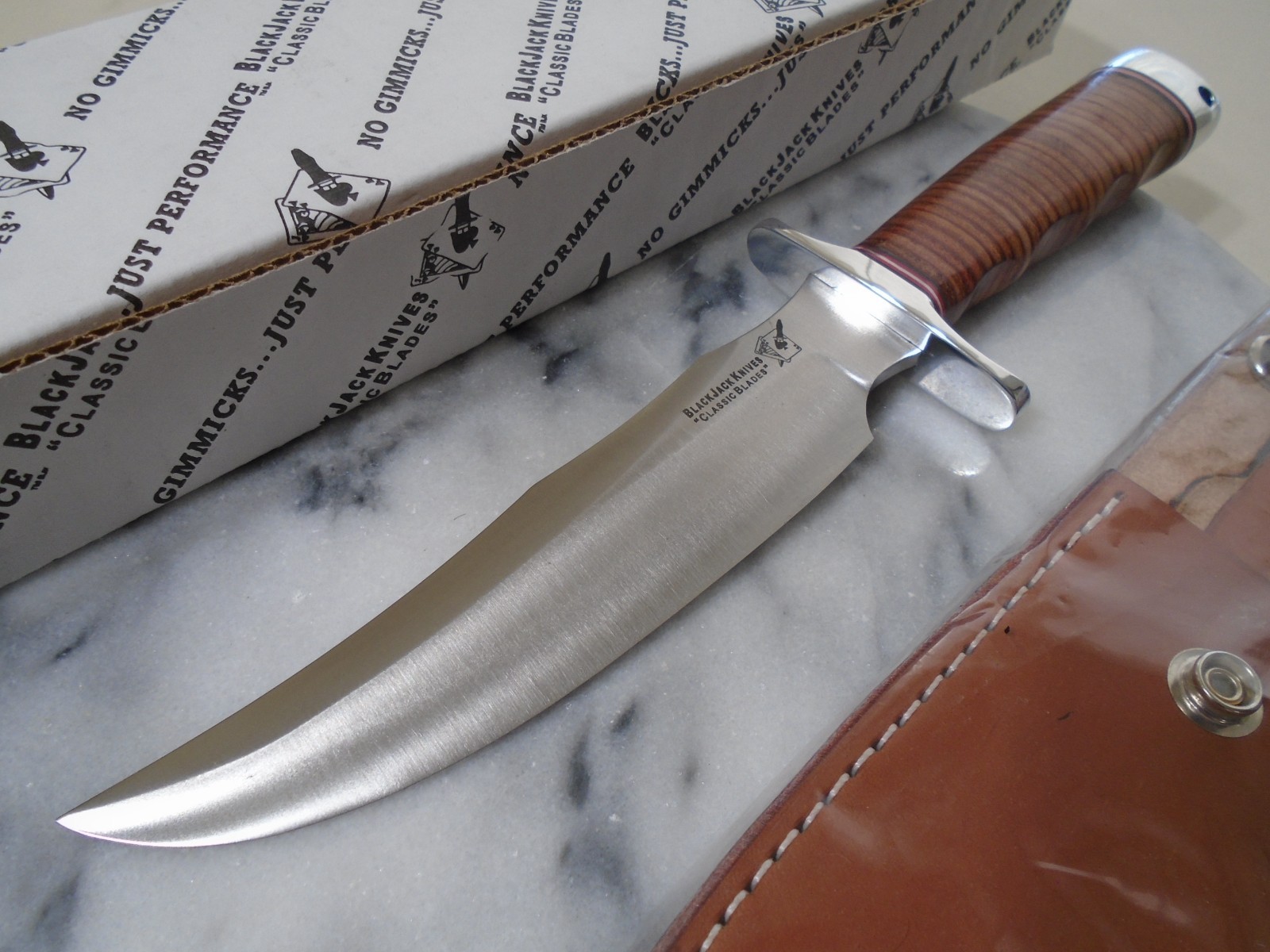Blackjack Classic Model 4 Fixed Blade Knife A2 Steel Stacked Leather BCBMK4SL