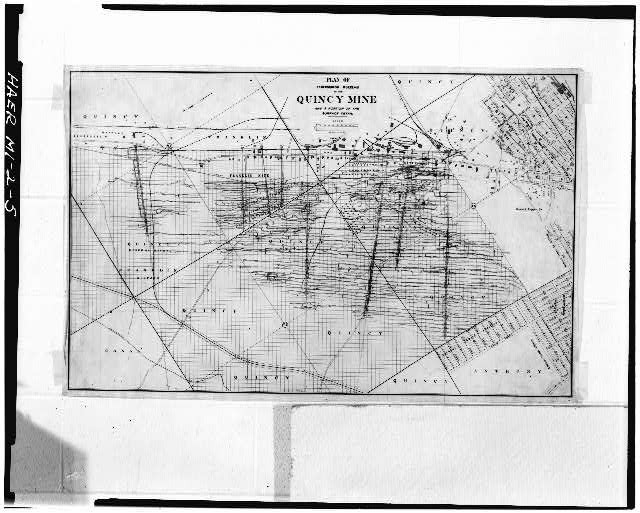 Hancock Michigan Quincy Mine Underground Workings Map c1905 Stamps Coal Mine