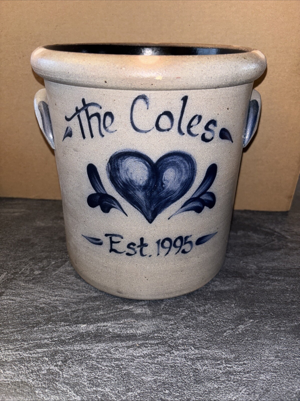 Vintage Rowe Pottery Works 1995 8” Salt Glaze Crock The Coles Est 1995